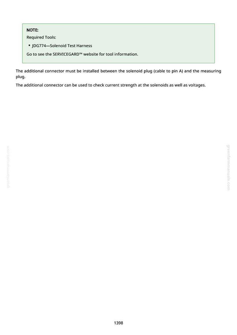 Pode incluir: Uma p&aacute;gina branca com texto detalhando as ferramentas necess&aacute;rias para um chicote de teste de solen&oacute;ide. O texto inclui uma nota, uma lista de ferramentas necess&aacute;rias e instru&ccedil;&otilde;es de uso. O texto tamb&eacute;m menciona o site SERVICEGARD.