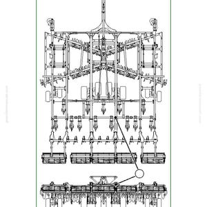 May include: Line drawing of a large agricultural machine, likely a planter or seeder, with multiple rows of planting units. The design is complex, showing various mechanical components and a central support structure. The image includes the text "N117798-UN: Location Art" and the number "557".