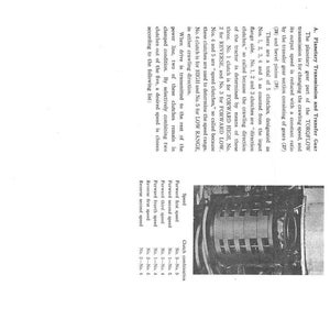 May include: A technical diagram from a manual detailing the TORQFLOW transmission. The text describes the planetary transmission and transfer gear, including clutch combinations for different speeds. The image includes a diagram of the transmission.