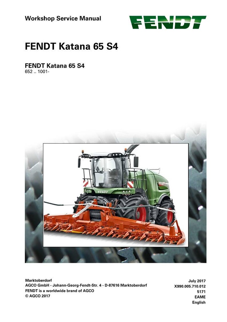 Puede incluir: La portada de un manual de servicio de taller muestra una cosechadora agr&iacute;cola Fendt Katana 65 S4 verde y naranja. El logotipo de Fendt y el t&iacute;tulo del manual son visibles. La imagen incluye el texto "Workshop Service Manual" y "FENDT Katana 65 S4".