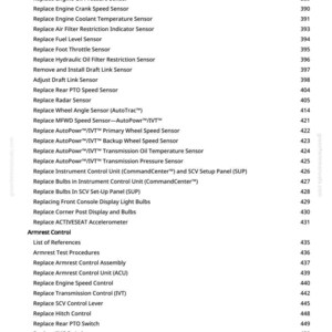 May include: A page from a manual with a list of items, including sensor replacements and control unit identifications. The text is black on a white background, with page numbers on the right.