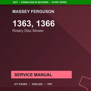 Massey ferguson 1363 1366 Rotary disc mower Service Manual PDF | Workshop Repair | Instant Download image 1