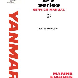 May include: A white background with the red "YANMAR" logo on the left side. The text "BY series SERVICE MANUAL" is in black, with "SERVICE MANUAL" in red. Below are "4BY" and "6BY". The text "MARINE ENGINES" is in red.