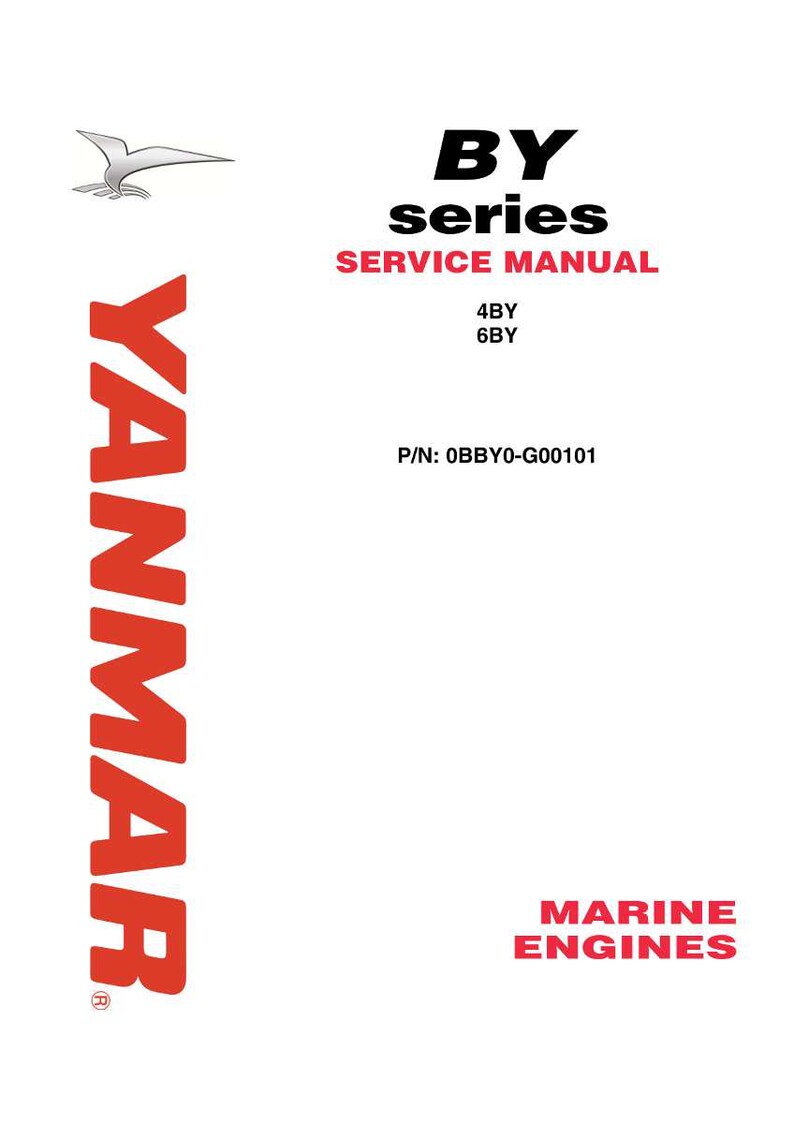 May include: A white background with the red "YANMAR" logo on the left side. The text "BY series SERVICE MANUAL" is in black, with "SERVICE MANUAL" in red. Below are "4BY" and "6BY". The text "MARINE ENGINES" is in red.