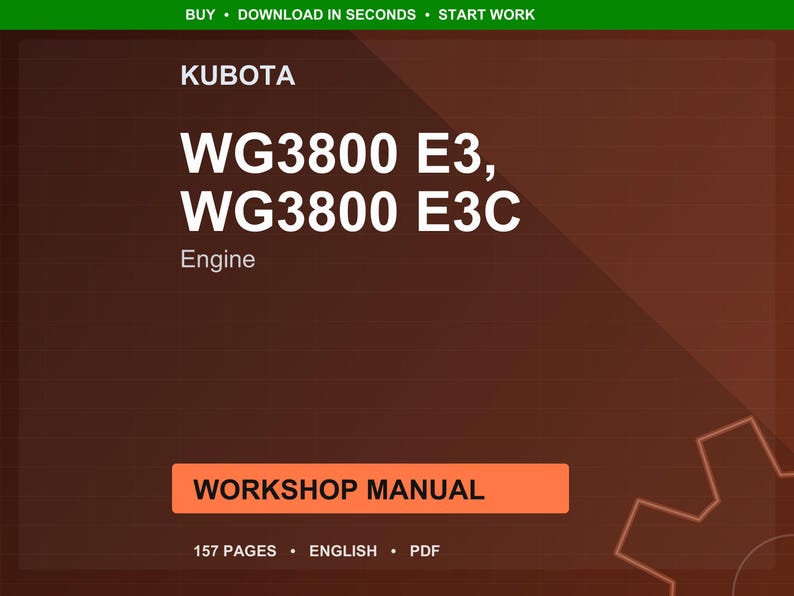 Kubota Wg3800 e3 e3c Engine Workshop Manual PDF | Service Repair | Instant Download image 1