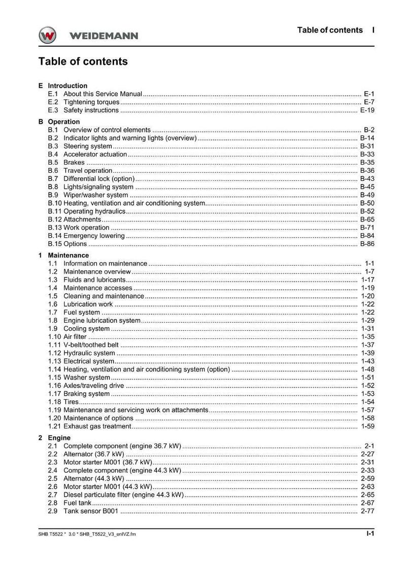 Weidemann T5522 Telehandler Service Manual PDF | Workshop Repair | Instant Download image 3