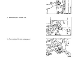 May include: Technical diagram titled "REMOVAL" and "STEERING DRIVE". The diagram illustrates three steps: removing the drive train dipstick, the dipstick and filler tube, and the lower filler tube and plug port. The diagram includes the text "KCRW1883" and "7E-13".