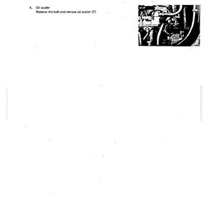 May include: Diagram from a manual showing the disassembly and assembly of an engine oil cooler. The image includes a detailed illustration of the oil cooler and instructions to remove the bolt and the oil cooler.