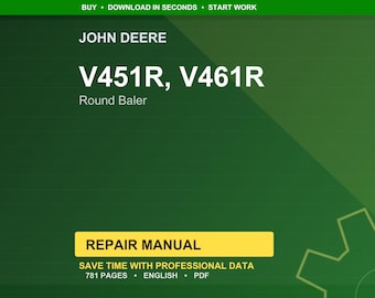 John Deere V451r, V461r Round Baler Repair Manual PDF | Service Workshop | Instant Download