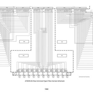 May include: A detailed schematic diagram in black and white, labeled "A74539-UN: Row Command Type Z Row Harness Schematic." The diagram features numerous lines and boxes, illustrating a complex electrical system. The number "1068" is also present.
