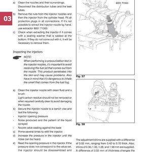 K&ouml;nnte beinhalten: Diagramm eines Kraftstoffsystems mit Einspritzd&uuml;sen, einschlie&szlig;lich Anweisungen zum Ausbau und zur Inspektion. Das Bild zeigt eine Nahaufnahme von Motorkomponenten mit Text und Diagrammen zur Orientierung. Enth&auml;lt den Text "Motor Sisu 420".
