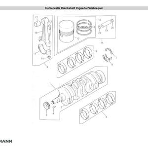May include: An exploded diagram of engine components, including a crankshaft, pistons, and connecting rods. The image is a technical illustration with labels and part numbers, likely for automotive or mechanical repair.