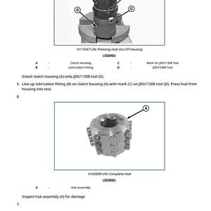 May include: Diagram of a mechanical assembly process. The image shows a detailed view of a clutch housing being pressed out of its housing using a tool. The image includes labels and a legend for clarity.