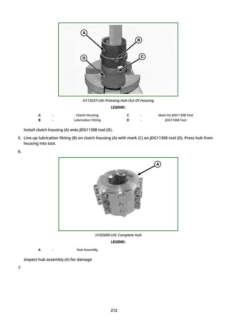 May include: Diagram of a mechanical assembly process. The image shows a detailed view of a clutch housing being pressed out of its housing using a tool. The image includes labels and a legend for clarity.