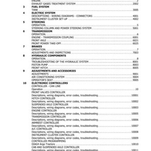 May include: A page from a manual titled "TABLE OF CONTENTS" with a list of sections including "ENGINE", "BRAKES", and "ELECTRONIC CONTROLLERS". The document is dated 10-2018.
