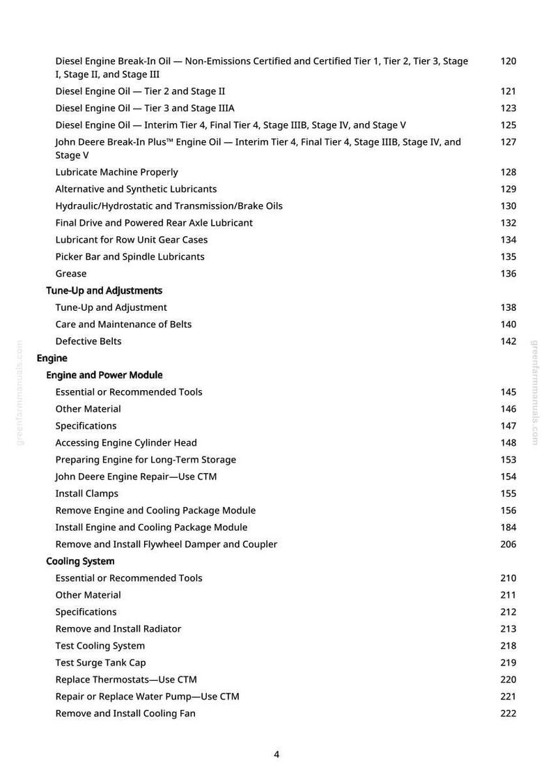 K&ouml;nnte beinhalten: Eine Seite aus einem Handbuch mit Inhaltsverzeichnis. Der Text umfasst Themen wie "Dieselmotor-Einlauf&ouml;l", "Tuning und Einstellungen" und "K&uuml;hlsystem". Die Seitenzahlen sind sichtbar.