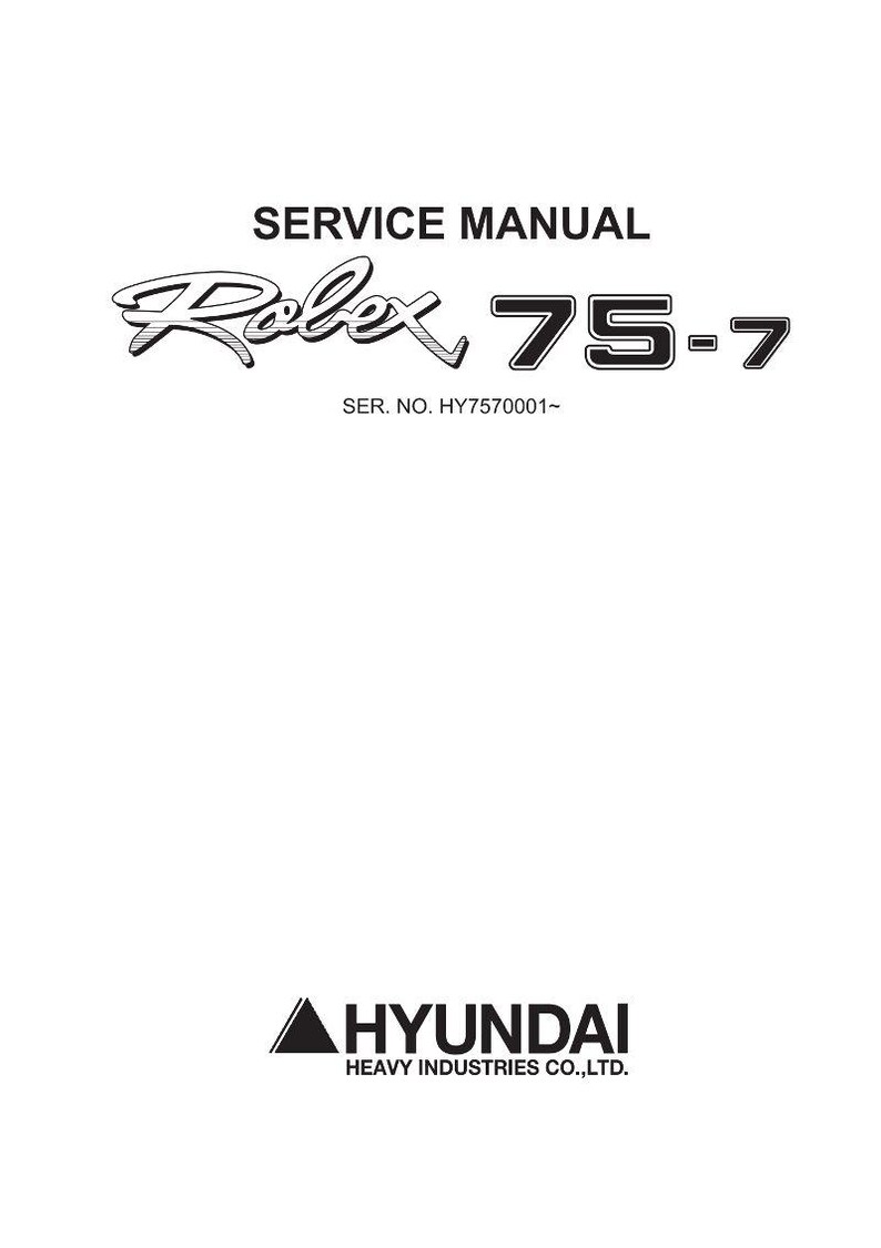 Puede incluir: Un manual de servicio blanco con el texto "SERVICE MANUAL" en la parte superior. El t&iacute;tulo "Rolex 75-7" est&aacute; en una fuente estilizada. Debajo est&aacute; "SER. NO. HY7570001~". El logotipo de Hyundai Heavy Industries Co., Ltd. est&aacute; en la parte inferior.
