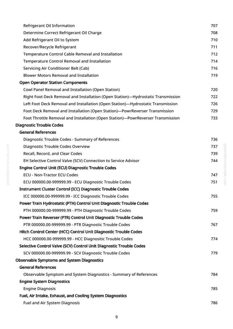 Puede incluir: Una p&aacute;gina de manual con una lista de c&oacute;digos de diagn&oacute;stico y reparaci&oacute;n, incluyendo control del motor, cuadro de instrumentos y sistemas de transmisi&oacute;n. El texto es negro sobre fondo blanco, con n&uacute;meros de p&aacute;gina a la derecha.