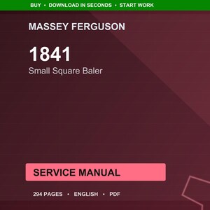 Massey ferguson 1841 Small square baler Service Manual PDF | Workshop Repair | Instant Download image 1