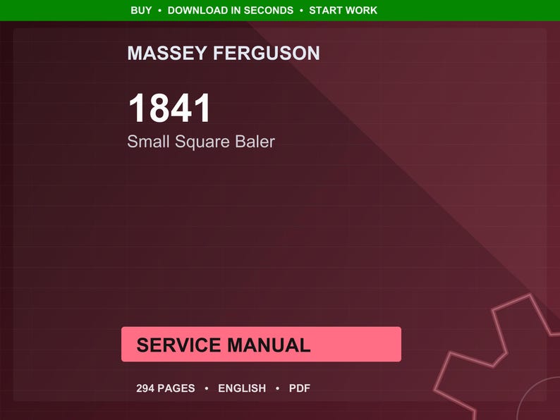 Massey ferguson 1841 Small square baler Service Manual PDF | Workshop Repair | Instant Download image 1