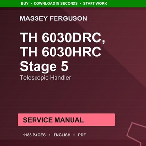 Massey ferguson Th 6030drc 6030hrc stage 5 Telescopic handler Service Manual PDF | Workshop Repair | Instant Download image 1