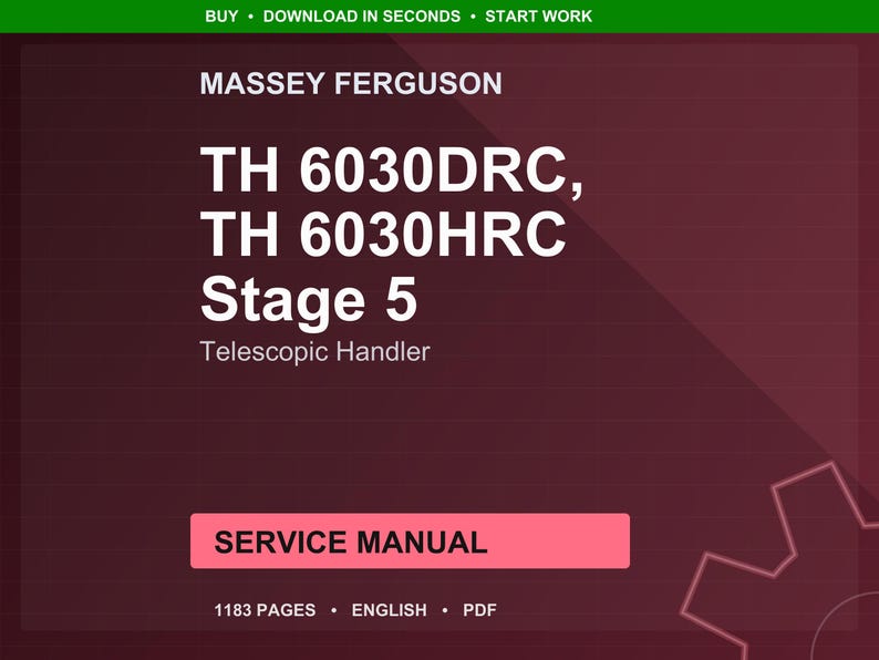 Massey ferguson Th 6030drc 6030hrc stage 5 Telescopic handler Service Manual PDF | Workshop Repair | Instant Download image 1