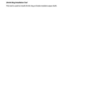 May include: Diagram with measurements in inches and millimeters. Text includes "Shrink Ring Installation Tool" and a description of its use. Measurements are: A - 2.362 in., B - 6.299 in., C - 2.015 in.