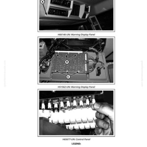 Puede incluir: Im&aacute;genes en blanco y negro de paneles de control electr&oacute;nicos. Las im&aacute;genes incluyen un panel de visualizaci&oacute;n de advertencia y un panel de control. El texto incluye "H66146-UN: Warning Display Panel", "H51562-UN: Warning Display Panel" y "H65677-UN: Control Panel".