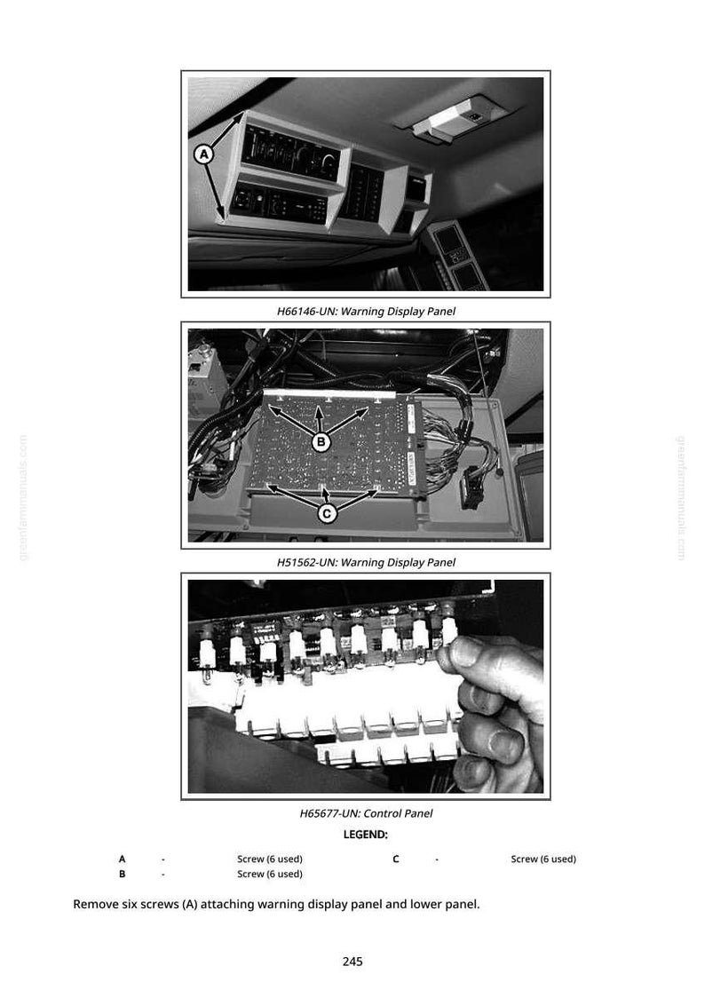 Puede incluir: Im&aacute;genes en blanco y negro de paneles de control electr&oacute;nicos. Las im&aacute;genes incluyen un panel de visualizaci&oacute;n de advertencia y un panel de control. El texto incluye "H66146-UN: Warning Display Panel", "H51562-UN: Warning Display Panel" y "H65677-UN: Control Panel".
