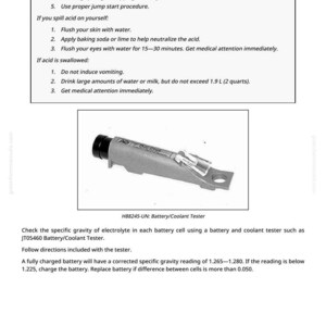 May include: A battery and coolant tester, model H88245-UN, is shown in a close-up image. The device is silver and black, with a clear tube and a nozzle. Instructions for battery maintenance are also included.