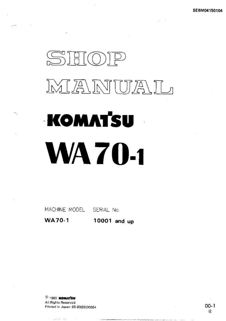 K&ouml;nnte beinhalten: Ein wei&szlig;es Werkstatthandbuch mit dem Text "SHOP MANUAL" und "KOMATSU WA 70-1" in Schwarz. Das Handbuch enth&auml;lt auch das Maschinenmodell WA70-1 und die Seriennummer 10001 und h&ouml;her.