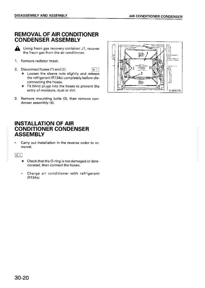 Puede incluir: Una p&aacute;gina de manual que detalla la extracci&oacute;n e instalaci&oacute;n de un conjunto de condensador de aire acondicionado. El texto incluye instrucciones y diagramas, con medidas en cm.