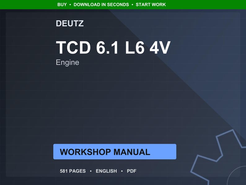 Deutz Tcd 6.1 l6 4v Engine Workshop Manual PDF | Service Repair | Instant Download image 1