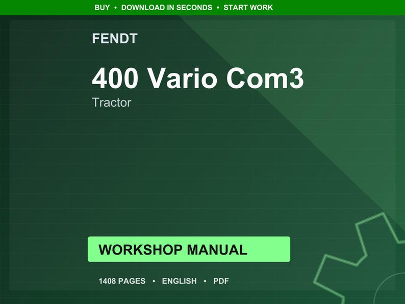 Fendt 400 Vario com3 Tractor Workshop Manual PDF | Service Repair | Instant Download image 1