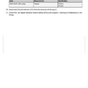 Pode incluir: Uma p&aacute;gina de manual com especifica&ccedil;&otilde;es t&eacute;cnicas. Inclui medi&ccedil;&otilde;es para uma mola da v&aacute;lvula de reten&ccedil;&atilde;o de entrada, com um comprimento livre de 21,4 mm. Tamb&eacute;m est&aacute; listada a especifica&ccedil;&atilde;o de torque para um buj&atilde;o da v&aacute;lvula de reten&ccedil;&atilde;o de entrada, a 55 N-m.
