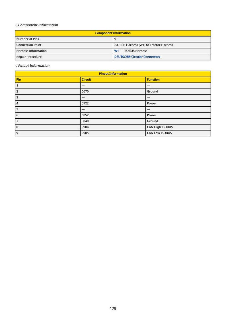May include: A technical diagram with component and pinout information. The diagram includes details such as the number of pins, connection points, and harness information. The pinout section lists circuit and function details.