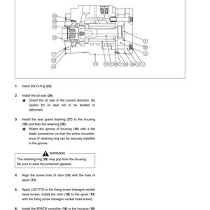 Puede incluir: Diagrama t&eacute;cnico de un conjunto de v&aacute;lvula de direcci&oacute;n, que muestra los componentes numerados e instrucciones para el desmontaje y montaje. Incluye instrucciones de texto para reemplazar las juntas t&oacute;ricas y los retenes de aceite. El diagrama est&aacute; etiquetado como "STEERING VALVE".
