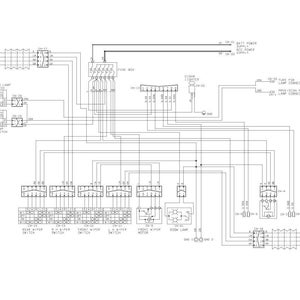 May include: Detailed black and white schematic diagram of an electrical system, featuring various components like switches, relays, and a fuse box. The diagram includes labels for different circuits and connections, with text at the bottom reading "0375A/3AD" and "90-7".