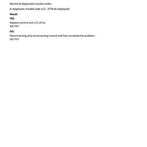 Puede incluir: P&aacute;gina blanca con texto negro que detalla instrucciones de diagn&oacute;stico. El texto detalla pasos como presionar un interruptor de men&uacute;, resaltar iconos y registrar c&oacute;digos de problemas. Incluye pasos de soluci&oacute;n de problemas y resultados.