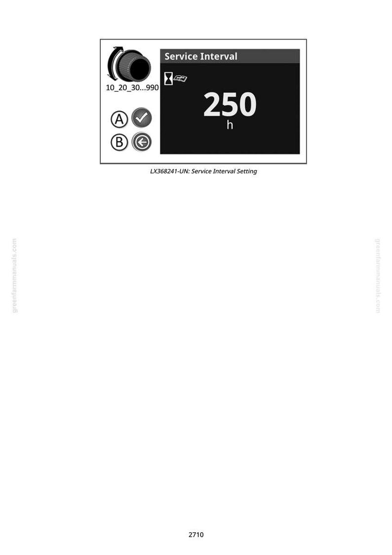 May include: A black and white image of a service interval setting display. The display shows a value of 250h, with options to adjust the interval. The text "Service Interval" is at the top. The model number LX368241-UN is also visible.