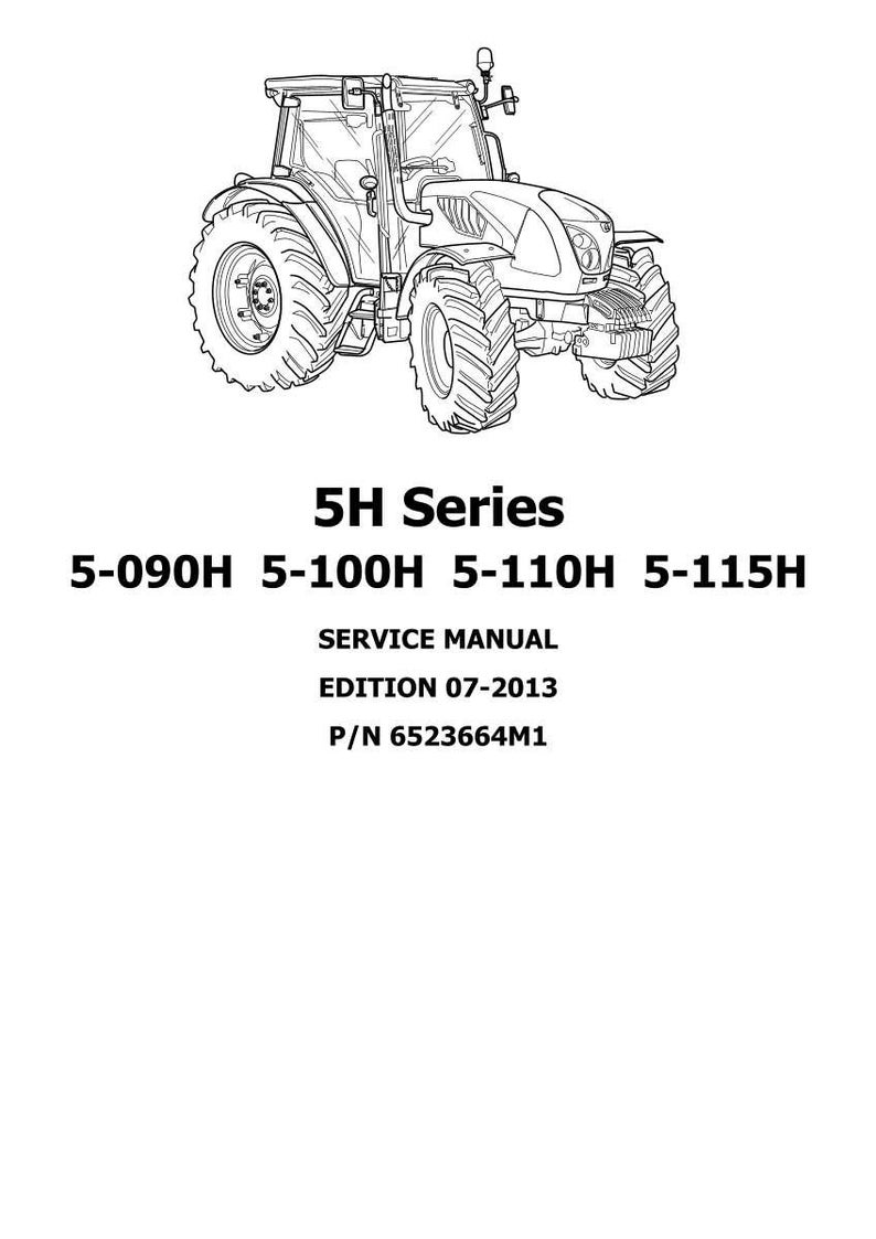 May include: Line drawing of a tractor from the 5H Series. The image includes the model numbers 5-090H, 5-100H, 5-110H, and 5-115H. The text "SERVICE MANUAL" and "EDITION 07-2013" are also present.