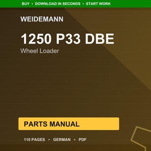 Weidemann 1250 P33 dbe Wheel loader Parts Manual PDF | Illustrated Catalog | Instant Download image 1