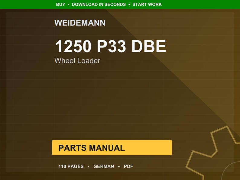 Weidemann 1250 P33 dbe Wheel loader Parts Manual PDF | Illustrated Catalog | Instant Download image 1