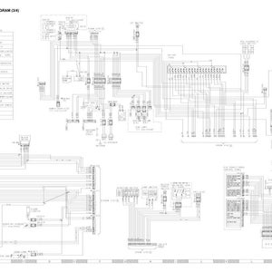 K&ouml;nnte beinhalten: Ein detailliertes elektrisches Schaltbild in Schwarzwei&szlig;, beschriftet mit "ELECTRICAL CIRCUIT DIAGRAM (3/4)". Das Diagramm zeigt verschiedene Komponenten und elektrische Verbindungen mit Textbeschriftungen und Nummern.