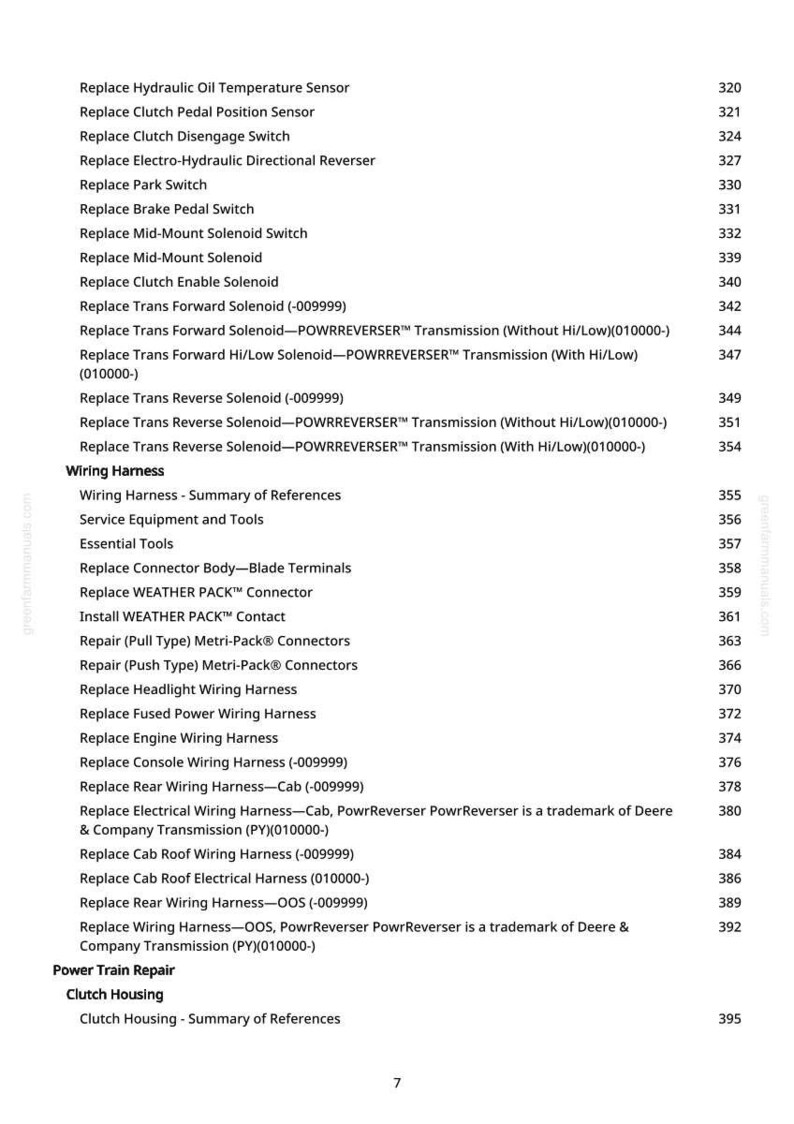 Puede incluir: Una lista detallada de piezas para los sistemas de cableado y transmisi&oacute;n de un veh&iacute;culo. El texto blanco sobre fondo blanco enumera componentes como sensores, interruptores y mazos de cables, con los n&uacute;meros de p&aacute;gina correspondientes.