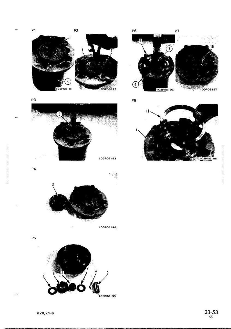 May include: Detailed black and white diagram of mechanical parts, including gears, washers, and cylindrical components. The image is a technical illustration with labels and part numbers, likely for repair or assembly.