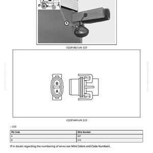 Puede incluir: Diagrama del conector de luz de marcha atr&aacute;s izquierda E23. La imagen incluye un diagrama del conector, un diagrama del conjunto de luces y una tabla con informaci&oacute;n del c&oacute;digo de pin y el n&uacute;mero de cable.
