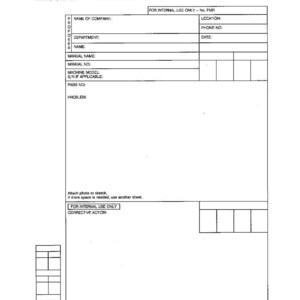 May include: A white document titled "PROPOSAL FOR MANUAL REVISION" with fields for company details, manual information, and a problem description. Includes the Komatsu America International Company logo and contact details.