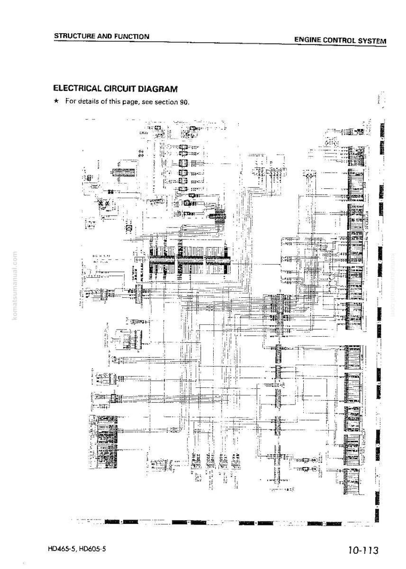 Puede incluir: Un diagrama de circuito el&eacute;ctrico detallado con l&iacute;neas y s&iacute;mbolos complejos. El diagrama incluye el texto "ELECTRICAL CIRCUIT DIAGRAM" y "ENGINE CONTROL SYSTEM". El n&uacute;mero de p&aacute;gina es 10-113.