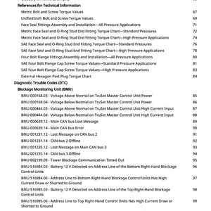 Puede incluir: Una detallada tabla de contenidos de un manual t&eacute;cnico, con secciones como "Marcas registradas", "C&oacute;digos de problemas de diagn&oacute;stico" y c&oacute;digos BMU espec&iacute;ficos. El documento est&aacute; impreso en papel blanco con texto negro, proporcionando una visi&oacute;n general estructurada de la informaci&oacute;n t&eacute;cnica.